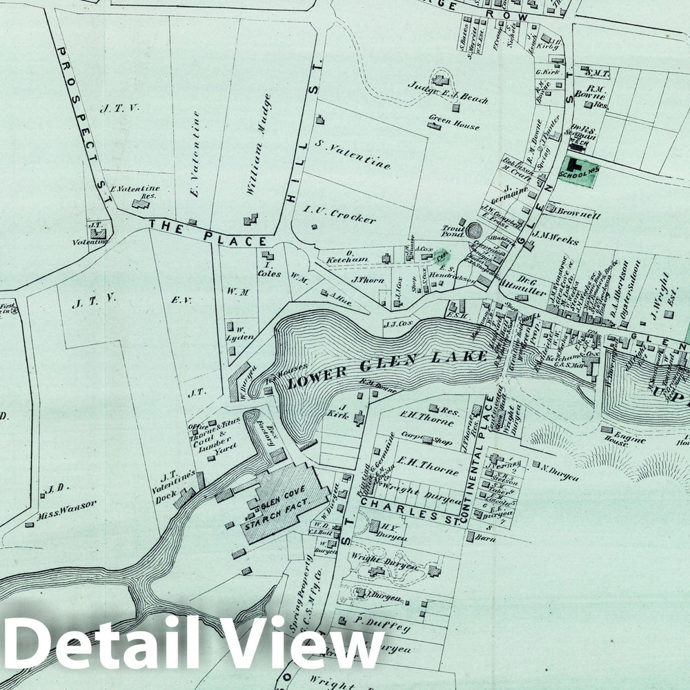 Historic Map : 1873 Glen Cove in Oyster Bay. Long Island. - Vintage Wall Art