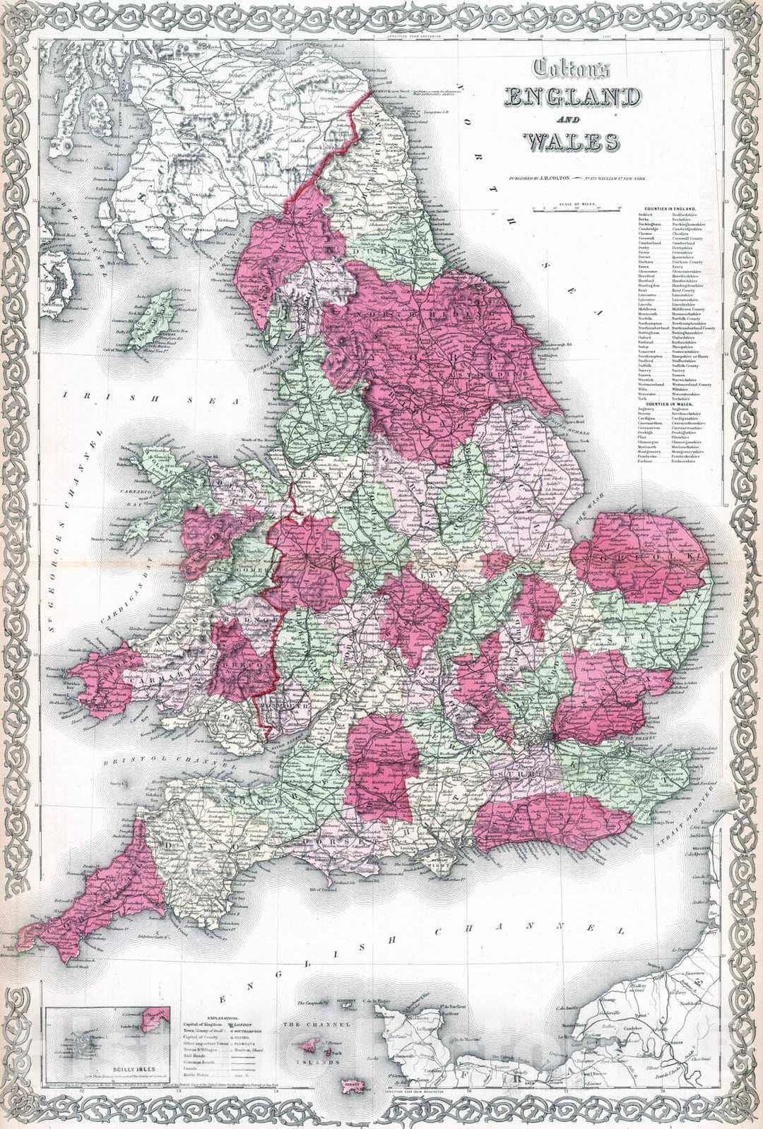 Historic Map : 1865 England and Wales. v1 - Vintage Wall Art