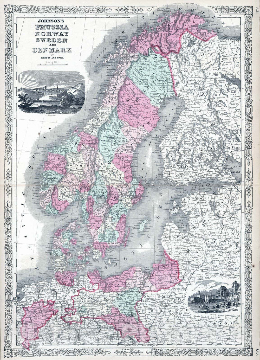 Historic Map : 1864 Prussia, Norway, Sweden and Denmark - Vintage Wall Art