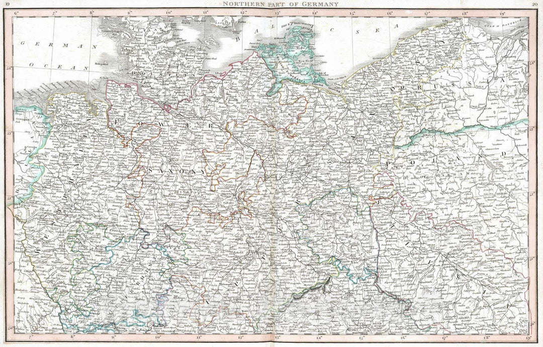 Historic Map : 1808 Northern Part of Germany. - Vintage Wall Art