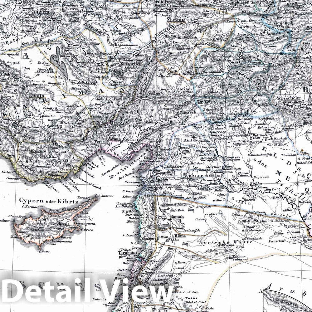 Historic Map : Israel; Turkey; Iraq; Syria, Middle East 1865 Das Osmanische Reich in Asien, (Ottoman Empire in Asia). , Vintage Wall Art