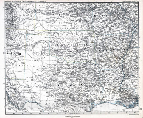 Historic Map : United States, Arkansas, 1872 Vereinigte Staaten von Nord-Amerika in 6 Blattern, Bl.5. (North America). , Vintage Wall Art