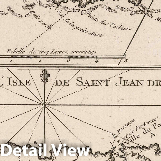 Historic Map : Puerto Rico; Saint Croix (U.S. Virgin Islands), , West Indies 1764 Carte de I'isle de Sainte Croix au sud des isles des Vierges, Vintage Wall Art