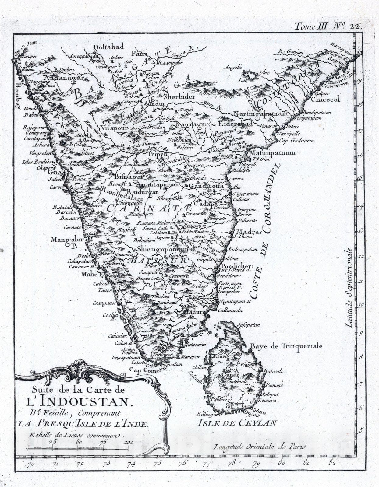 Historic Map : India; Sri Lanka, , Asia 1764 Suite de la Carte de l'Indoustan, IIe, Feuille, Comprenant la Presqu Isle de l'Inde , Vintage Wall Art