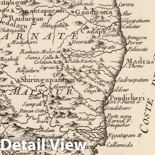 Historic Map : India; Sri Lanka, , Asia 1764 Suite de la Carte de l'Indoustan, IIe, Feuille, Comprenant la Presqu Isle de l'Inde , Vintage Wall Art