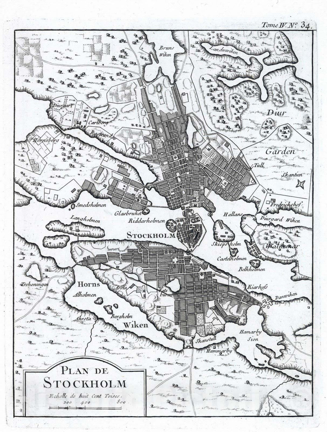 Historic Map : Sweden , Stockholm (Sweden), Europe 1764 Plan de Stockholm , Vintage Wall Art