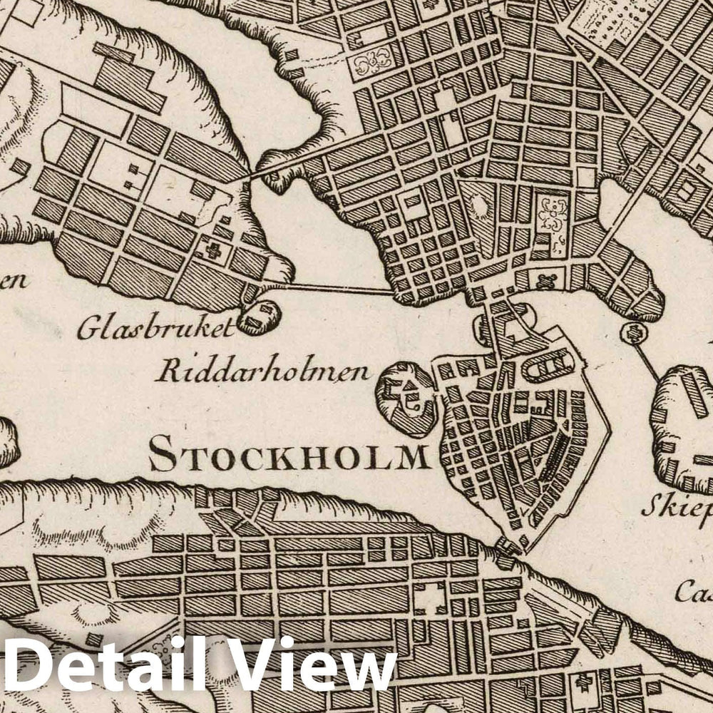 Historic Map : Sweden , Stockholm (Sweden), Europe 1764 Plan de Stockholm , Vintage Wall Art