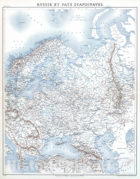 Historic Map : Sweden; Russian Federation, 1882 Russie et Pays Scandinaves. , Vintage Wall Art