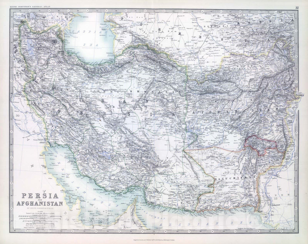 Historic Map : 1893 Persia and Afghanistan. - Vintage Wall Art