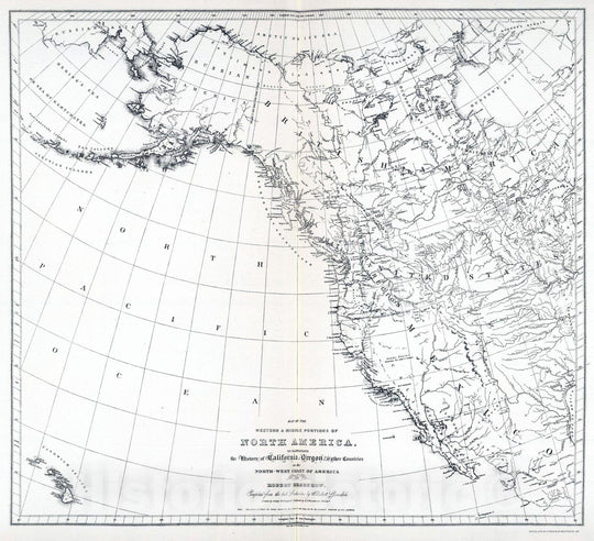 Historic Map : 1844 Greenhow's Map of Western and Middle North America. - Vintage Wall Art