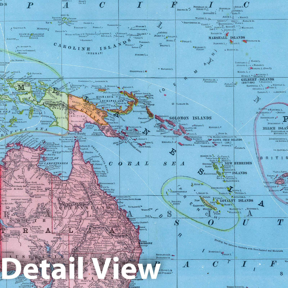 Historic Map : National Atlas - 1903 Oceania and Malaysia. - Vintage Wall Art