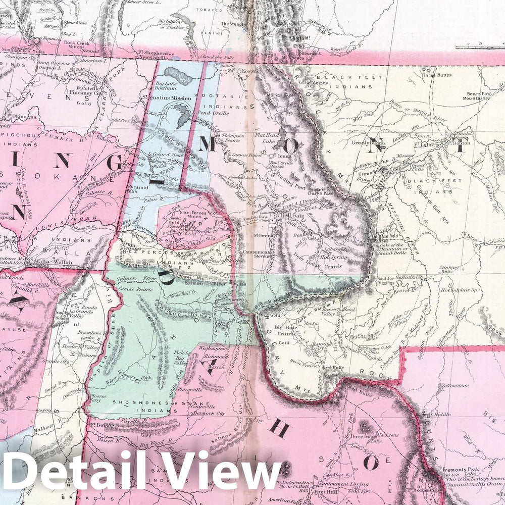 Historic Map : 1865 The State of Oregon and Washington Territory. - Vintage Wall Art