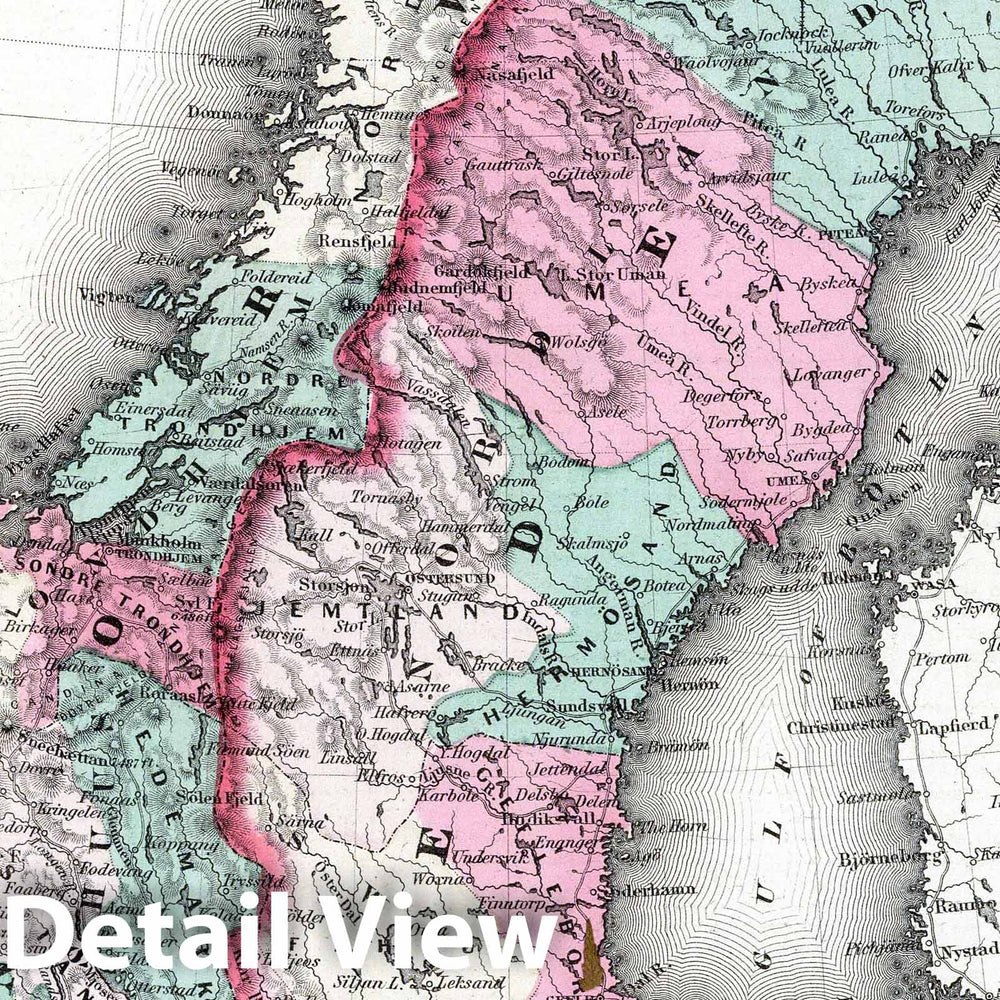 Historic Map : 1869 Sweden and Norway : Vintage Wall Art