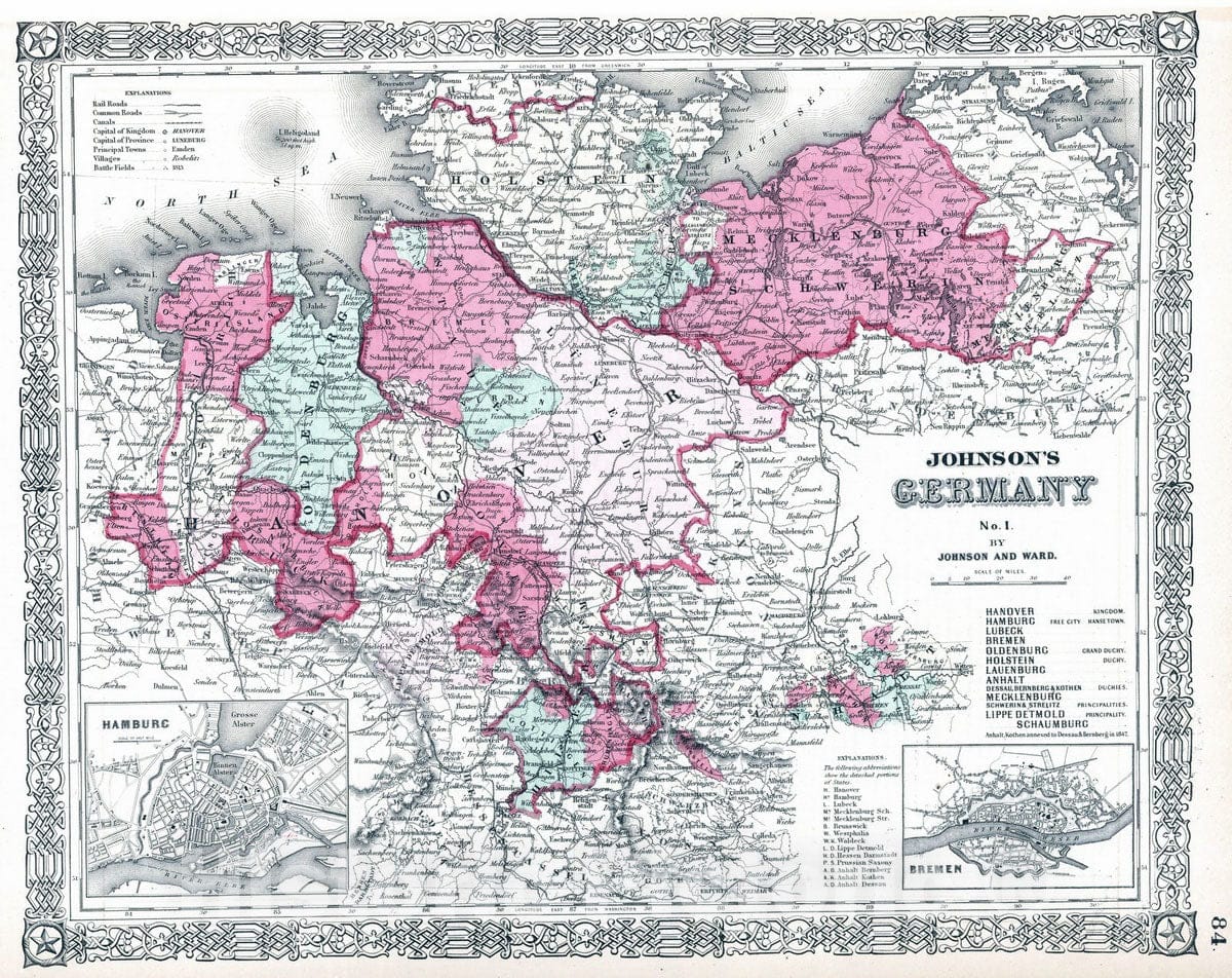 Historic Map : 1864 Germany, No. 1 - Vintage Wall Art