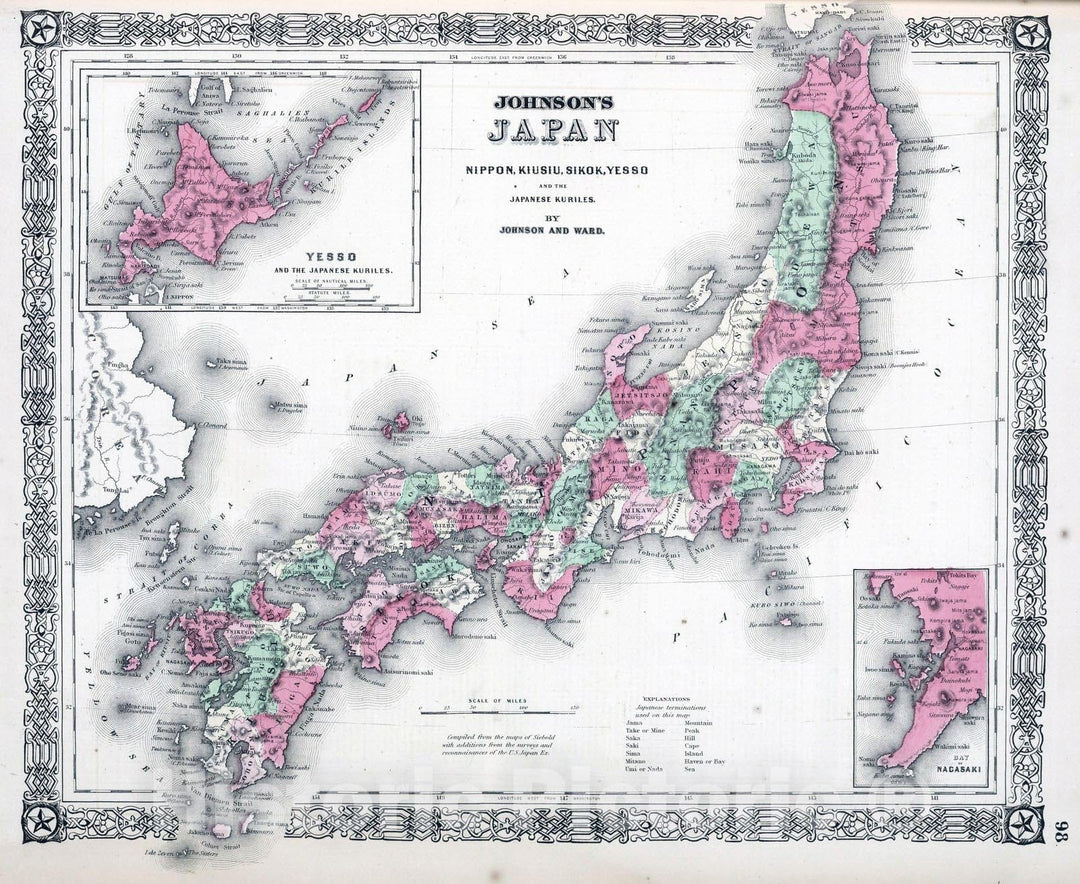 Historic Map : 1865 Japan. - Vintage Wall Art