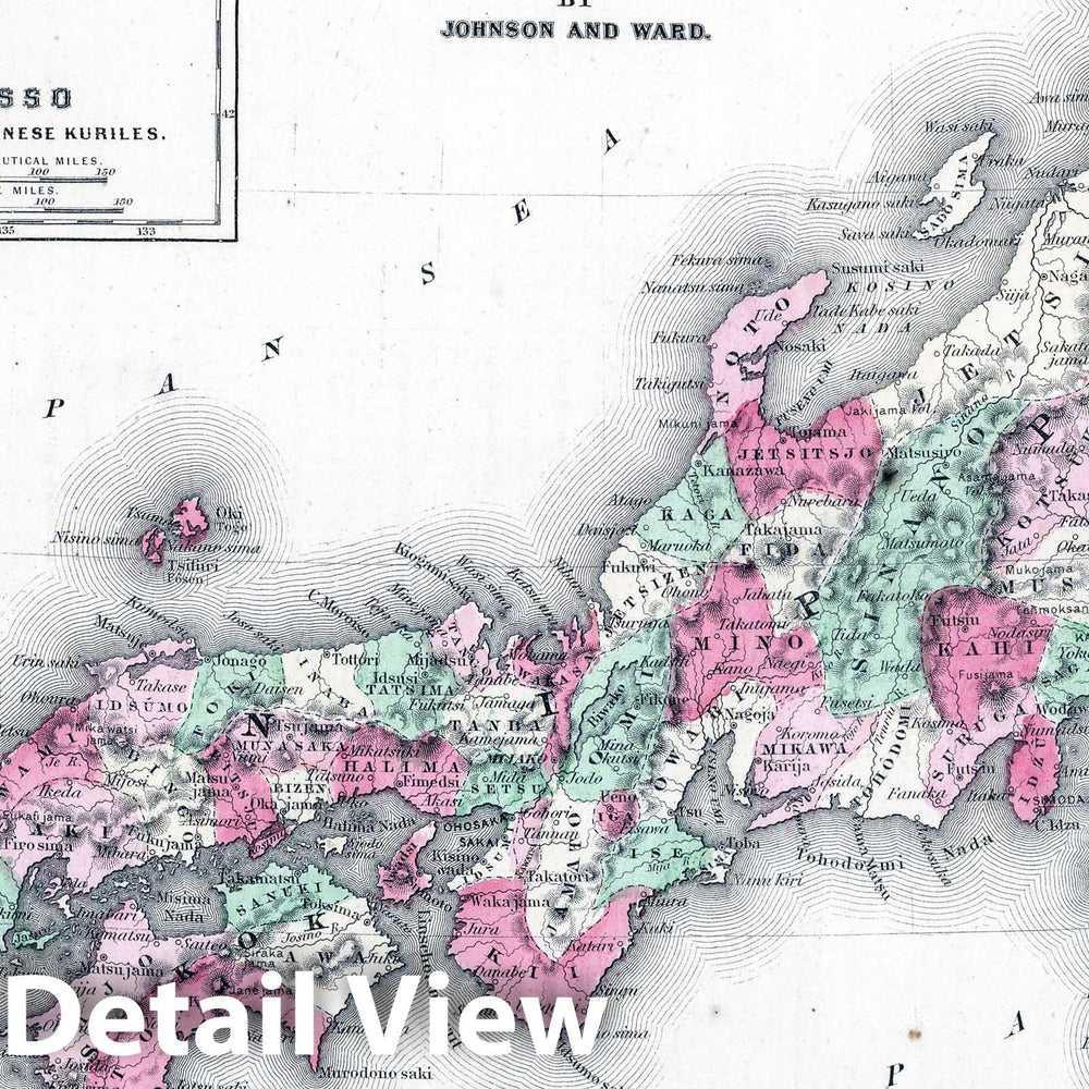 Historic Map : 1865 Japan. - Vintage Wall Art