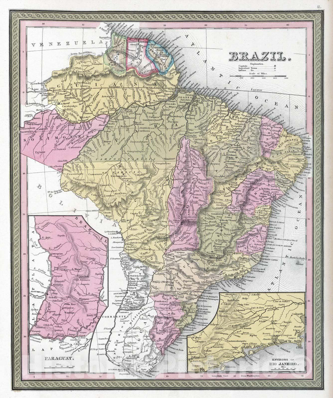 Historic Map : 1849 Brazil - Vintage Wall Art