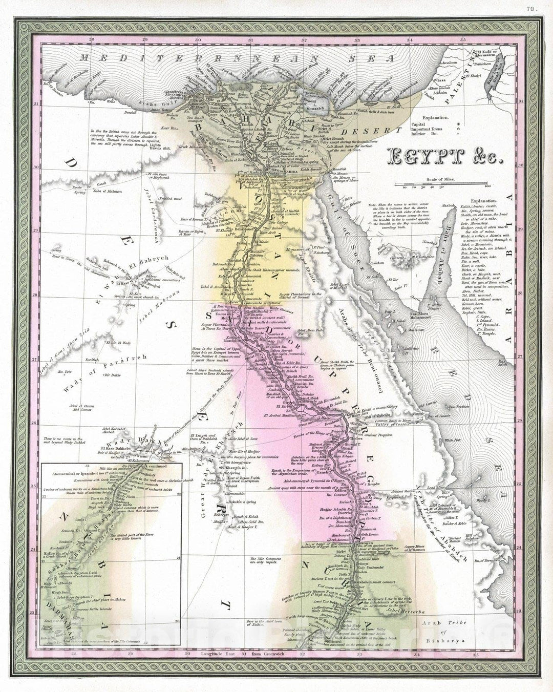 Historic Map : 1849 Egypt &c. - Vintage Wall Art