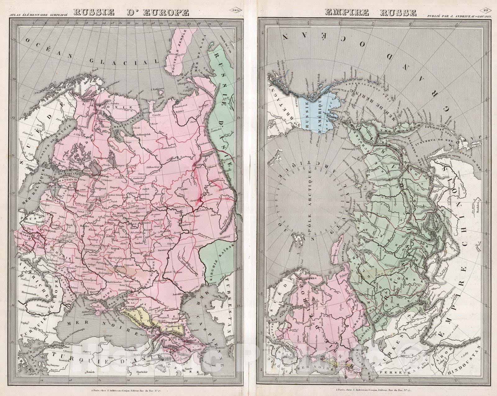 Historic Map : Finland; Russian Federation, 1838 Russie D'Europe, Empire Russe. , Vintage Wall Art