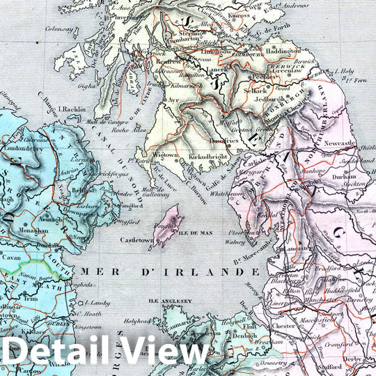 Historic Map : Ireland; England; Wales; Scotland, British Isles 1838 Iles Britanniques. , Vintage Wall Art