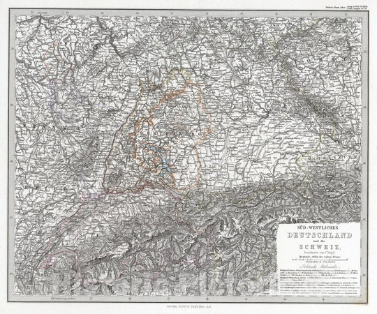 Historic Map : Switzerland; Germany, 1872 Sud-westliches Deutschland und die Schweiz. (Southwest Germany. Switzerland.) , Vintage Wall Art