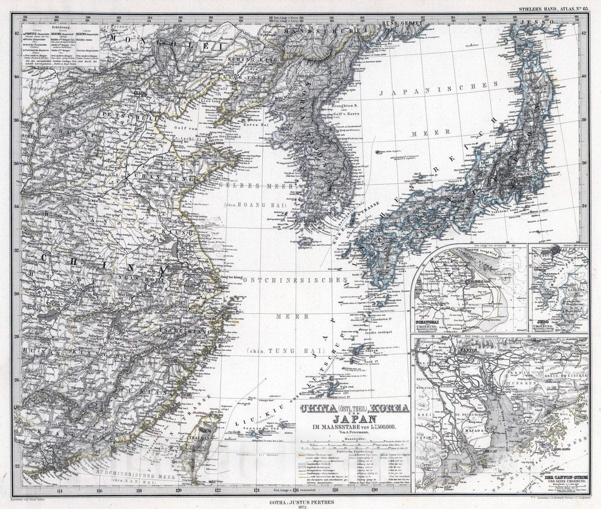 Historic Map : China; Japan, 1872 China, Korea und Japan. , Vintage Wall Art