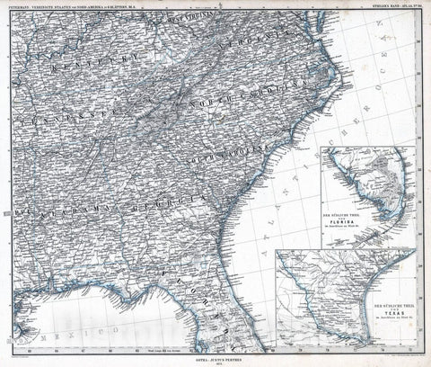 Historic Map : United States, Arkansas, 1873 Vereinigte Staaten von Nord-Amerika in 6 Blattern, Bl.6. (North America). , Vintage Wall Art