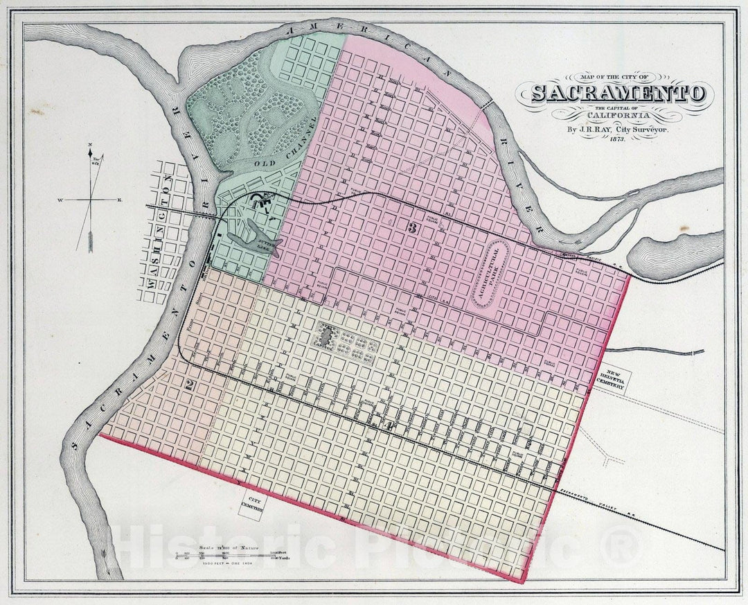 Historic Map : 1874 Sacramento. - Vintage Wall Art