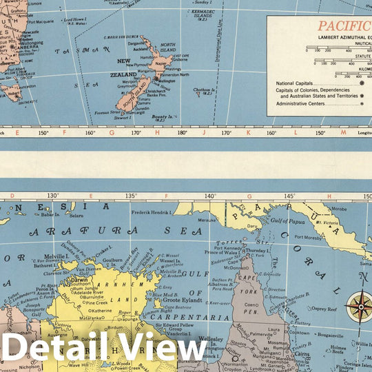 Historic Map : Case Map - 1957 Hammond's Australia and New Zealand. Hammond's Pacific Ocean. - Vintage Wall Art