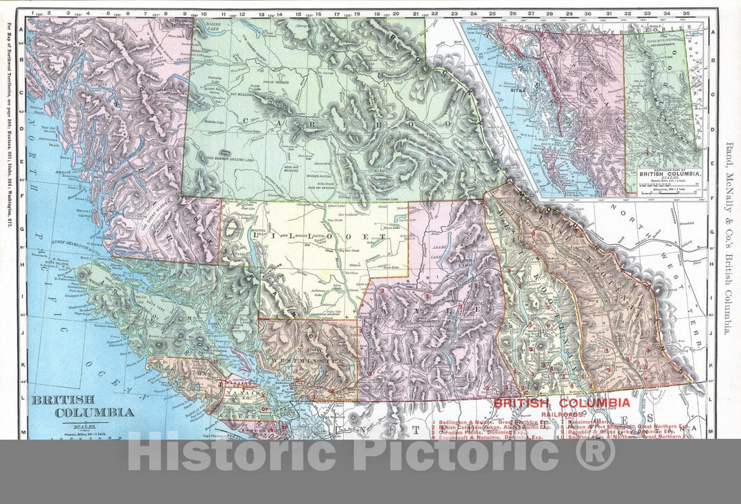 Historic Map : National Atlas - 1903 British Columbia. - Vintage Wall Art