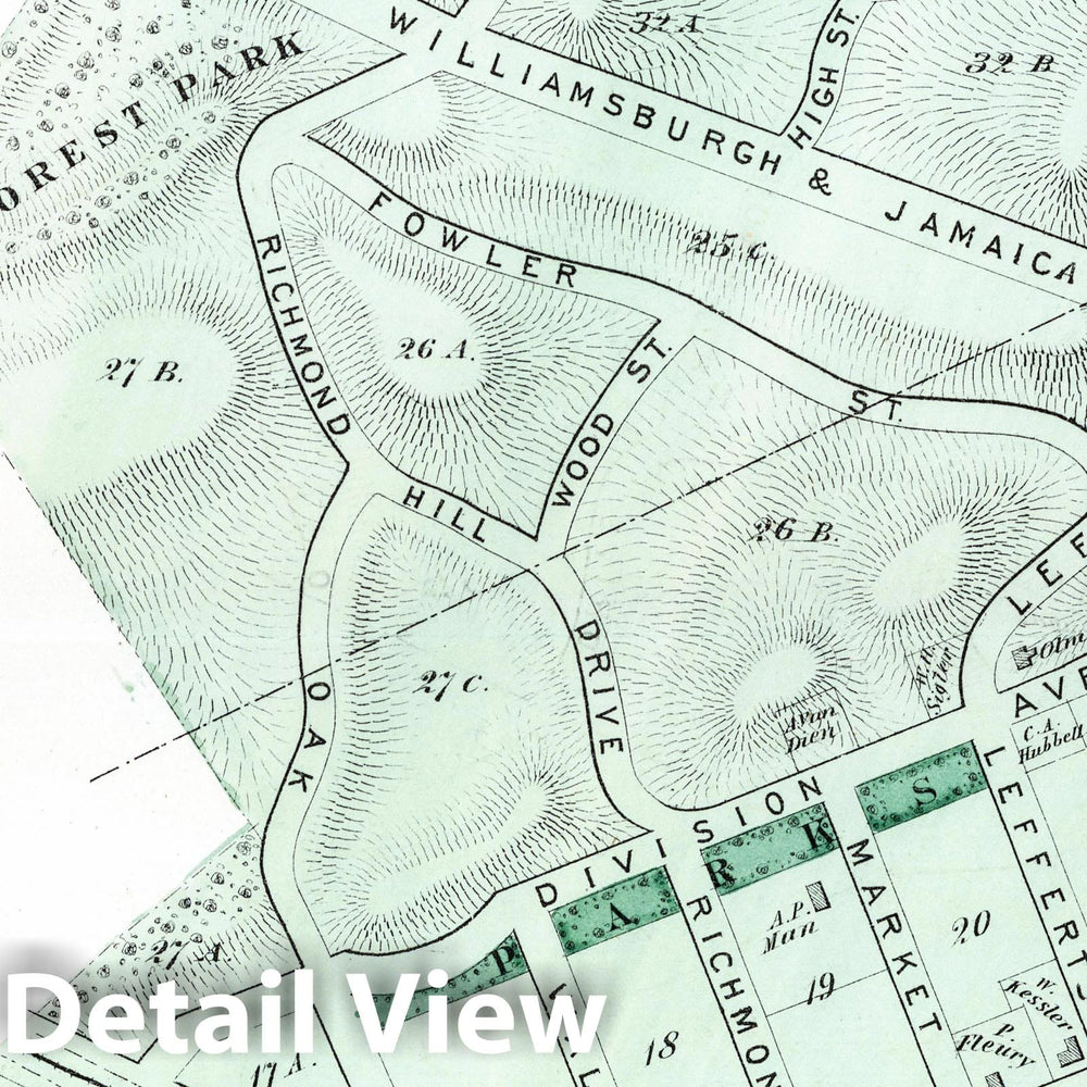 Historic Map : 1873 Richmond Hill. Long Island. - Vintage Wall Art