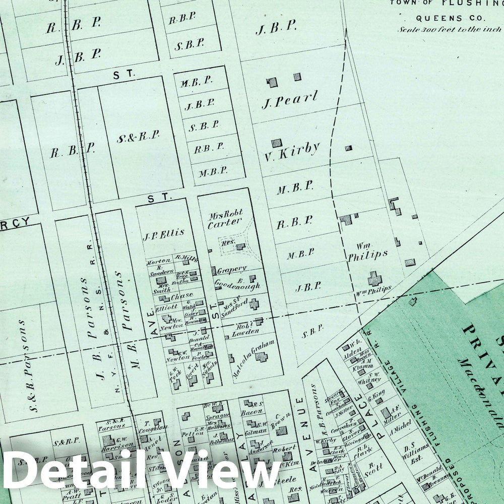 Historic Map : 1873 Part of Flushing. Long Island. v1 - Vintage Wall Art