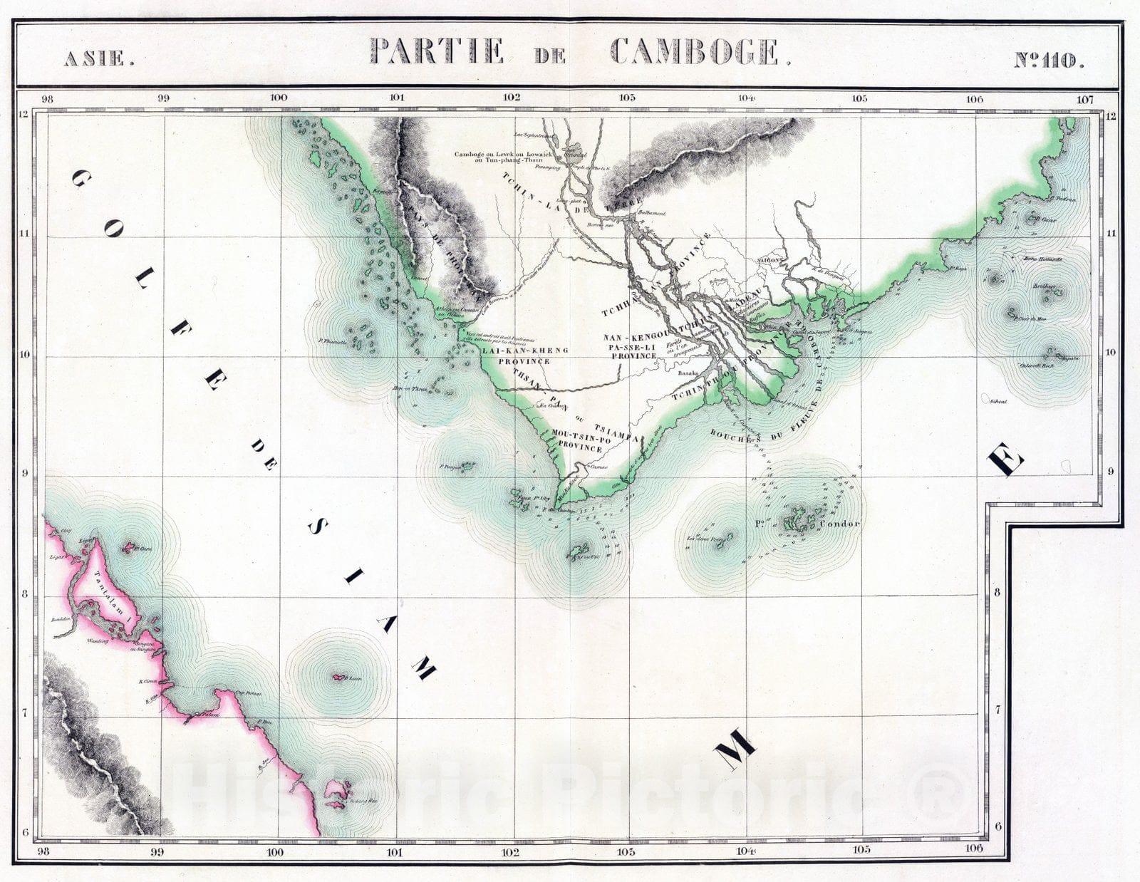 Historic Map : Cambodia; Vietnam, 1827 Partie de Camboge. Asie 110. , Vintage Wall Art