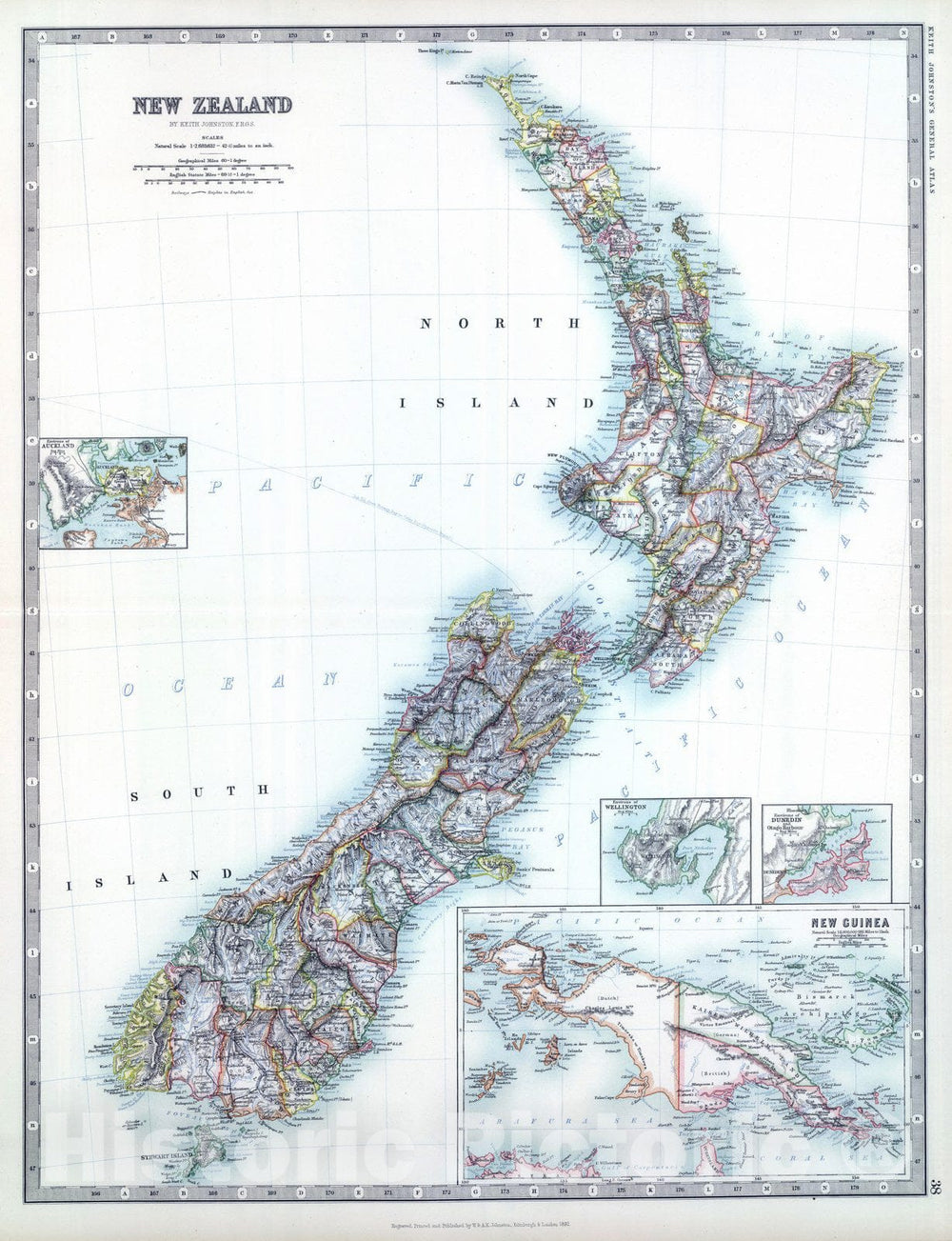 Historic Map : 1893 New Zealand. - Vintage Wall Art