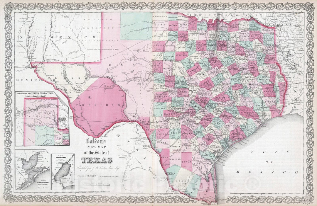 Historic Map : 1865 Texas. v1 - Vintage Wall Art