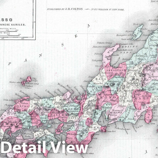 Historic Map : 1865 Japan. Nippon, Kiusiu, Sikok, Yesso and the Japanese Kuriles. - Vintage Wall Art