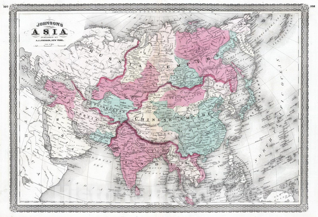 Historic Map : 1870 Asia. - Vintage Wall Art