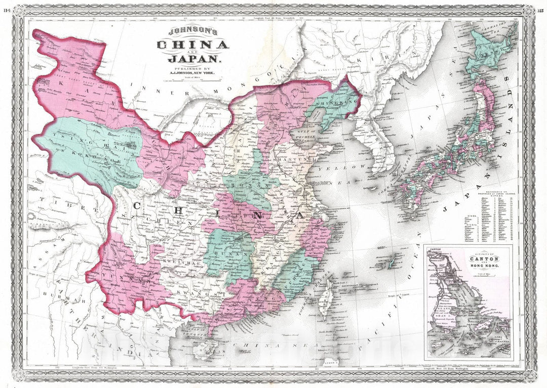 Historic Map : 1870 China and Japan. - Vintage Wall Art