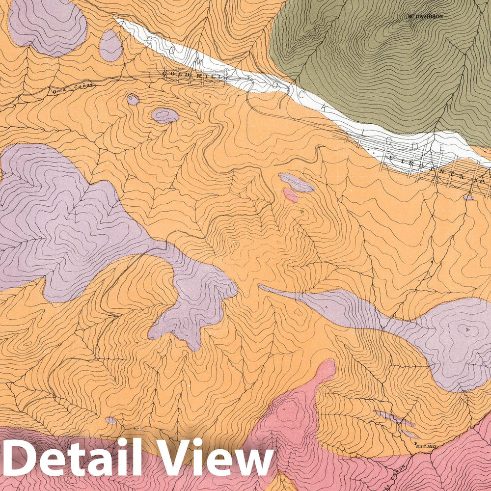 Historic Map : Geologic Atlas - 1870 Plate 2. Geological Map of the Washoe Mining District. - Vintage Wall Art