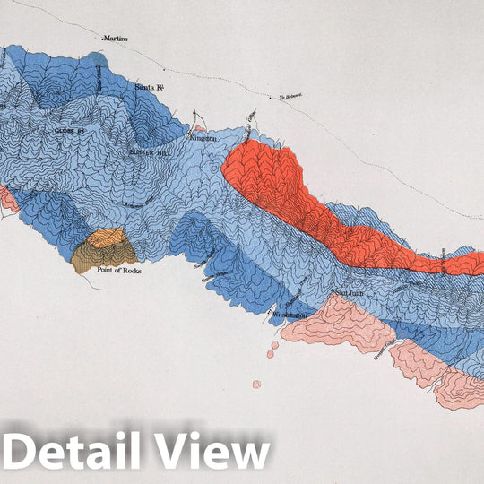 Historic Map : Geologic Atlas - 1870 Plate 13. Geological Map of the Toyabe (Toiyabe) Mountains. - Vintage Wall Art