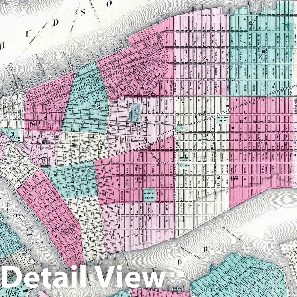 Historic Map : 1865 New York City. - Vintage Wall Art