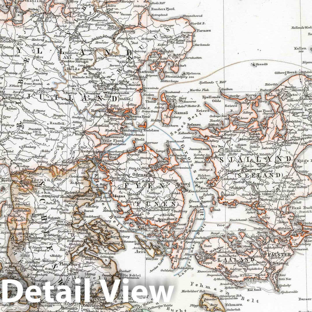 Historic Map : Denmark; Iceland, 1864 Danemark mit Schleswig, Holstein, und Laeenburg. (Sweden, Norway, Denmark, Faroe Island, Greenland). , Vintage Wall Art