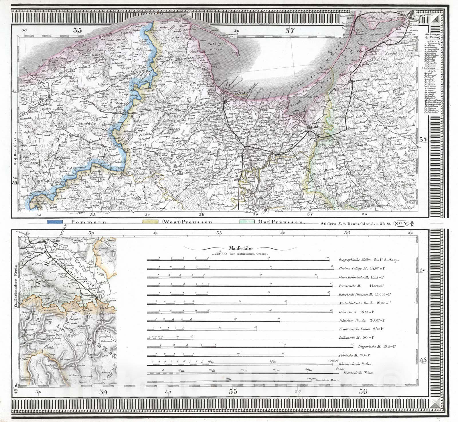 Historic Map : Germany, 1867 No. V. Deutschland, Niederlande, Belgien, Schweiz. (Germany, Netherlands, Belgium, Switzerland). , Vintage Wall Art