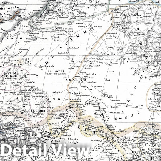 Historic Map : Central Africa 1863 Mittel - und Nord-Afrika. (West and North Africa). , Vintage Wall Art