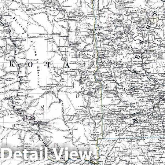 Historic Map : United States, Iowa, 1873 Vereinigte Staaten von Nord-Amerika in 6 Blattern, Bl.2. (North America). , Vintage Wall Art