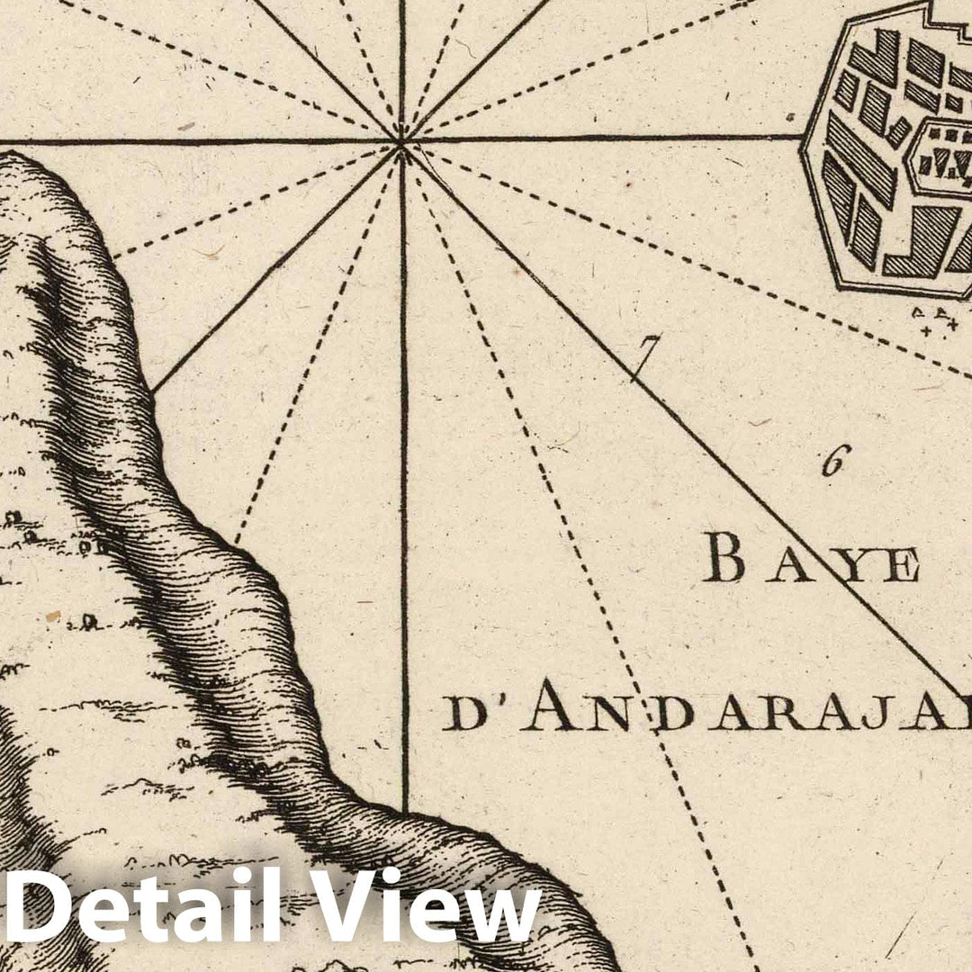 Historic Map : India, South East Asia 1764 Baye, Ville Et Forts D'Andarajapour : a la Coste de Malabar , Vintage Wall Art