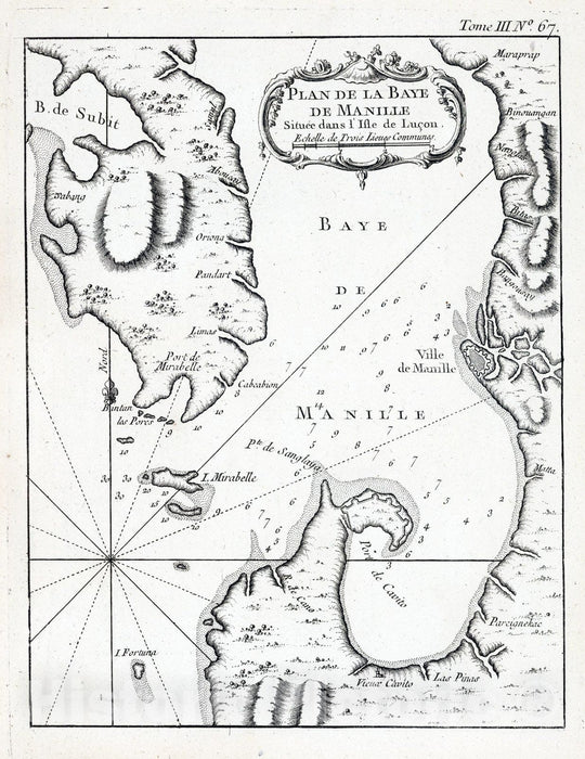 Historic Map : Philippines , Manila (Philippines), Asia 1764 Plan de la Baye de Manille Situee dans l'isle de Lucon , Vintage Wall Art