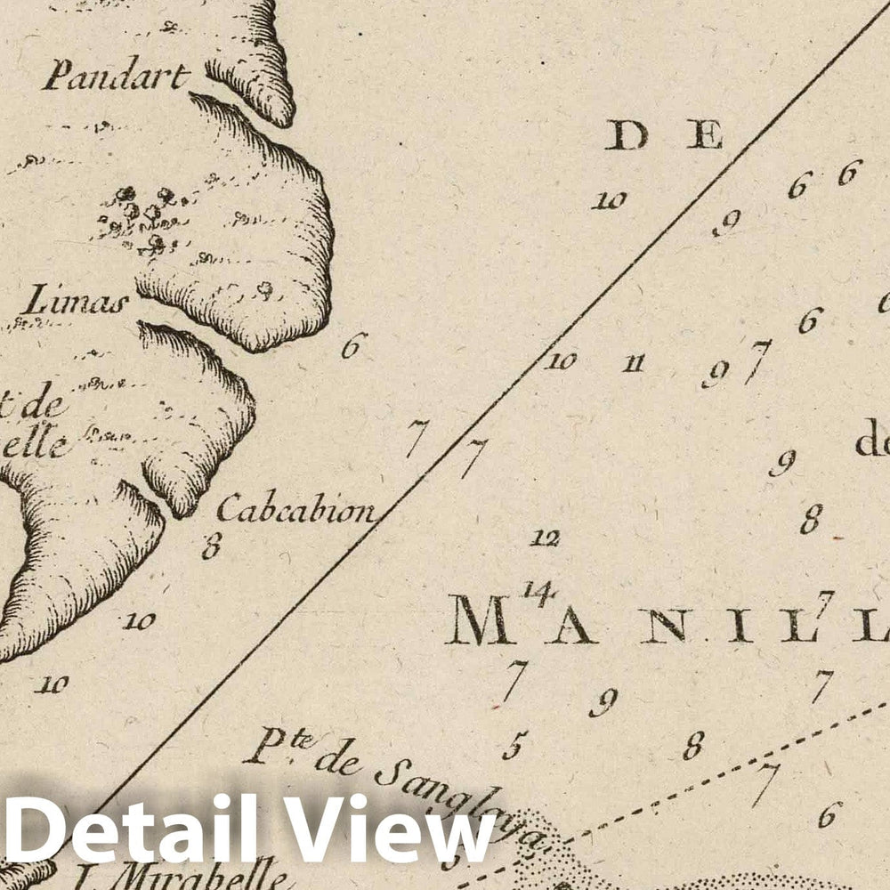 Historic Map : Philippines , Manila (Philippines), Asia 1764 Plan de la Baye de Manille Situee dans l'isle de Lucon , Vintage Wall Art