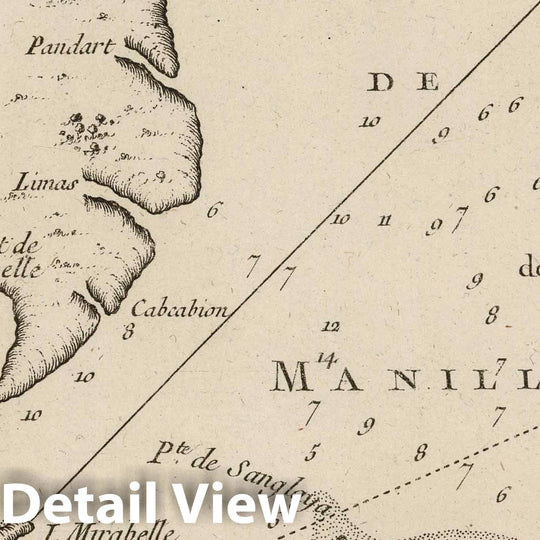 Historic Map : Philippines , Manila (Philippines), Asia 1764 Plan de la Baye de Manille Situee dans l'isle de Lucon , Vintage Wall Art