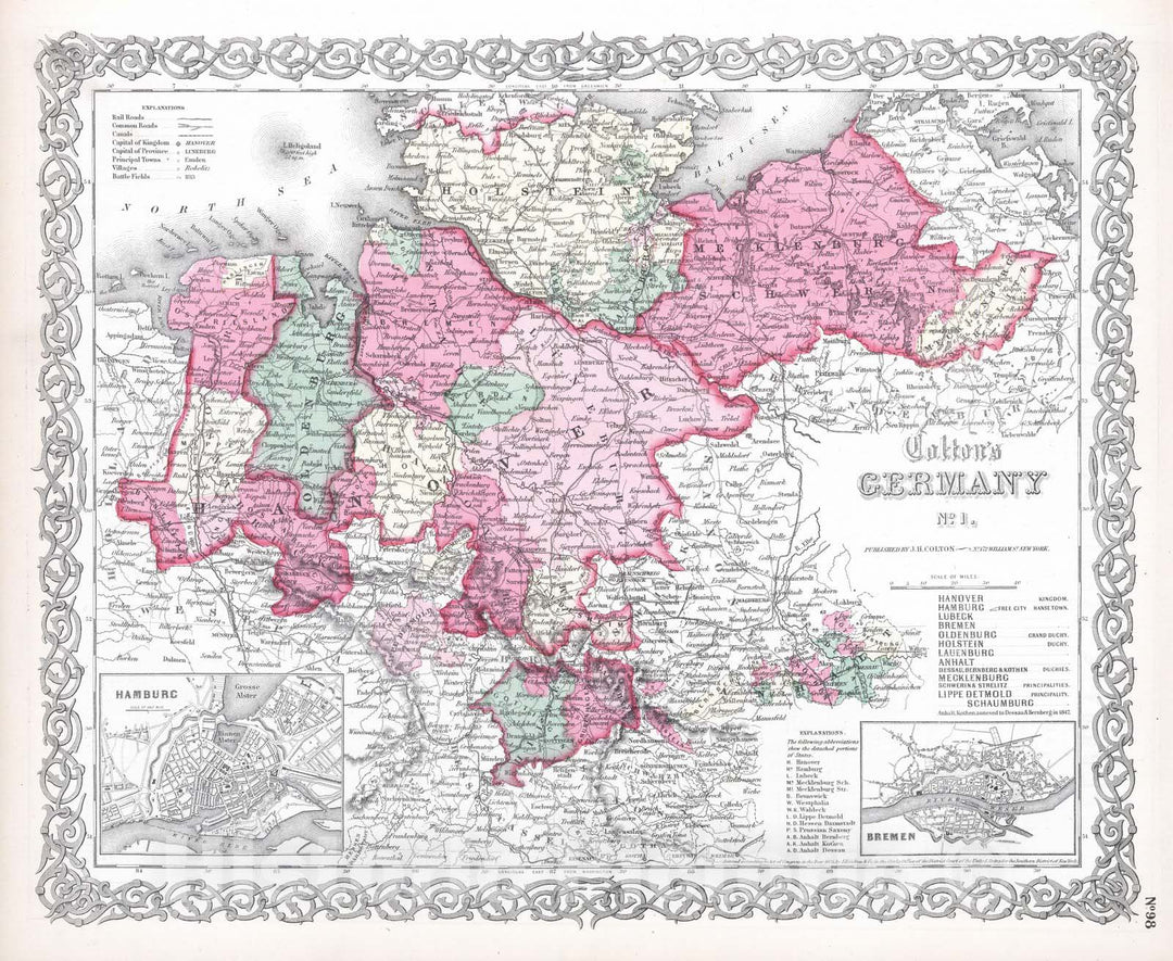 Historic Map : 1865 Germany. v5 - Vintage Wall Art